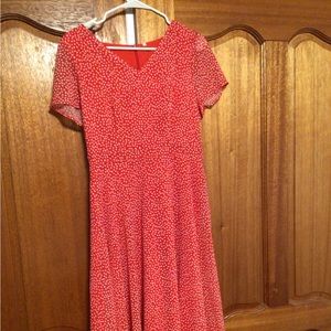 Very soft new Red polka dots beautiful midi dress M